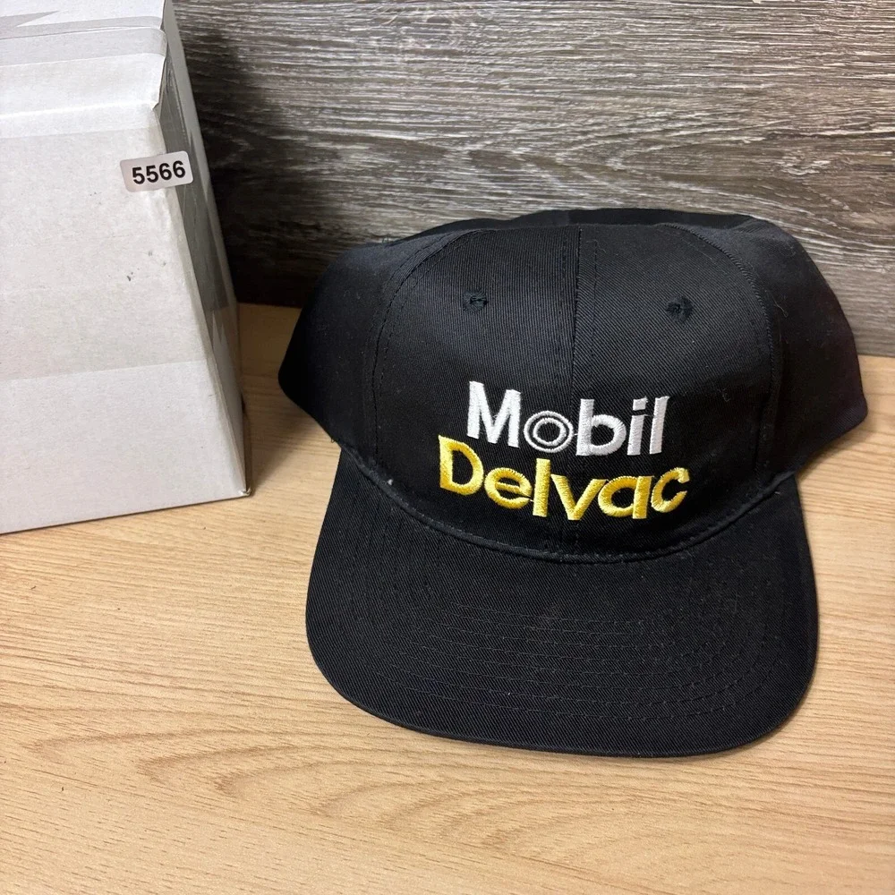 Vintage Mobil Delvac‎ Hat Cap Snap Back Black Trucker Adjustable
